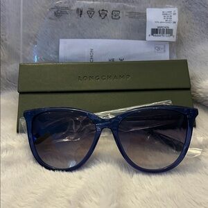 NIB Longchamp Navy Blue Cat-Eye Sunglasses with Gradient Lenses